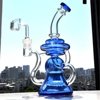 Blue Glass Bongs Beaker Bong Einzigartige Kammeröl Dab Rigs Beaker Basis Recycle Glass Wasser-Rohr mit 14 mm Joint