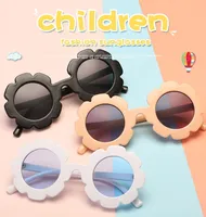 라운드 꽃 아이 선글라스 브랜드 디자이너 여자 소년 고글 귀여운 아기 태양 안경 UV400 렌즈 음영 어린이 유아 6 색상