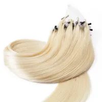 Promotion Price Loop Ring Human Hair Extensions 1g / S100g / Lot Brasiliansk Straight Wave Micro Link Hår, Gratis DHL