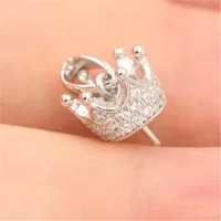 Collana Regina Corona goccia perla Impostazione di montaggio Accessori di gioielli fai da te di base solido argento 925 di Wome accessori Monti DZ014