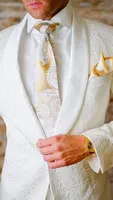 White Wedding Tuxedos 2019カスタムメイドのショールラペルスリムフィットメンズスーツProm 2個（スーツ+パンツ）0789