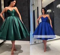 2019 New Short Prom Dresses Satin Sweetheart Homecoming Cocktail Formell Party Ball Gown Plus Size Pageant Klänningar Anpassad