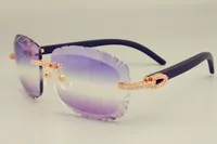 2019 transporte livre DHL lente gravura óculos 8300715-B moda pequeno diamante pala de sol madeira naughty óculos escuros lente de espessura 3.0