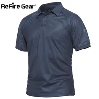Refire Gear мужчины военная рубашка поло дышащая армия боевой тактический поло Мужской темно-синий Quick Dry с коротким рукавом рубашки поло S-5xl Q190428