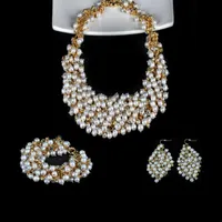 Nowa marka Europejska i Amerykańska Moda Luksusowa Diamond Pearl Jewelry Set Naszyjnik Bransoletka Kolczyki Limited Edycja W magazynie