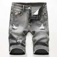 Дешевые мужчины дизайнер тонкий разорвал черные джинсовые шорты проблемные короткие джинсы отбеленные ретро джинсовые шорты большой размер 42 лучшие брюки JB3