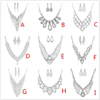 Luxury fashion jewelry sets multi-layer tassel rhinestone crystal necklace earrings set women&#039;s choker earring set for party and Wedding