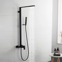 Minimal Design Black Bath Shower Set Solid Mosiądz 3 Tryby łazienki Kran prysznicowy Kwadratowy zestaw głowicy prysznicowej.
