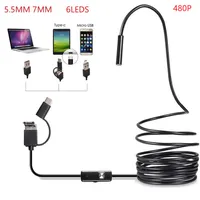 3 in1 Android USB Type-C Inspection Endoscope Camera 5mm 7mm 6 LED HD Waterproof Inspection Video Camera