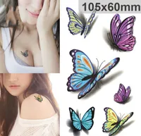 Les tatouages ​​temporaires Stickers imperméable bowknot 3D Tatouages ​​Autocollants Papillon 3D