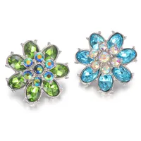 10 unids / lote gingersnaps Flor Snap Fashion Button Jewelry Crystal Fit 18mm Snap BraceletBangles Joyería de DIY VN-2031 * 10