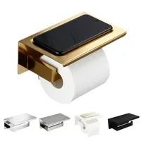 Oro cepillado SUS304 Titular de papel higiénico con plataforma de baño Accesorios de hardware Soporte de tejido Negro / cromo / blanco Color