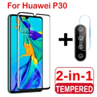 2 em 1 protetor de tela completa de proteção de vidro Para Huawei P30 Lite Pro Voltar lente da câmera de filme de vidro temperado Na Huawei P30 Lite uk0001
