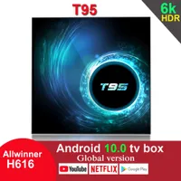 T95 Android 10.0 TV Box Allwinner H616 4 GB 32 GB 2.4g WiFi HDR Google Play 6k 2 GB 16 GB Zestaw Top Box