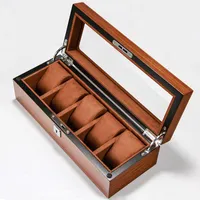 Direct sales fashion high-end lock multi-bit watch box matte wooden texture watch box supply jewelry storage