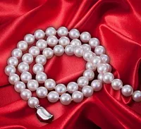 Joyería Fina blanco naturelle de 9-10 col MM de Perlas agua dulce perla genuina Enviar mamá de broche
