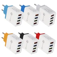 4USB Caricabatterie 3A Telefono cellulare Tablet Travel Compat Compact Portable Fast Charge Head Head Stampaggio USA Caricabatterie da viaggio europeo