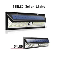 Solarlampe Outdoor 54/118 LED PIR -Bewegungssensor Gartenlicht 3 Modi Sicherheitspooltür Solarbeleuchtung mit Weitwinkelbeleuchtung