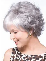 PERUK kargo Dalgalı Kısa Gümüş Kadın Saç Sentetik Tam Kapaksız Kadınlar Partisi Peruk