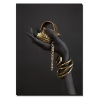 Black Woman&#039;s Hand with Gold Jewelry Wall Art Canvas Paintings on The Wall Posters and Prints Pop Art Prints Wall Decoration