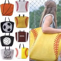 Baseball Tote Canvas Bag Softball Baseball Volleyball Football Printed Tote Bag Canvas Shoulder Bag Women Sports Bags HA1399
