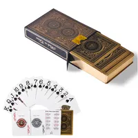 56pcs de haute qualité / plate-forme imperméable en plastique PVC cartes de poker de bord en or serti pokers magiques de plate-forme de cartes à jouer de collection durables