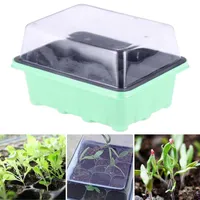 18x14x6CM Garden Planters Flower pot Green Seedling Tray Sprout Plate 12-Cells Nursery Pots Trays With Transparent Lids Box For Gardening