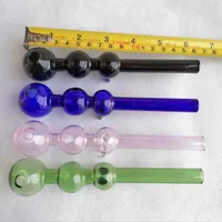 Tubo de vidrio de vidrio de vidrio de vidrio para fumar accesorios para fumar con 3 bolas 2 pies de 2 puntos 15,5 cm de longitud para narguiles plataformas de bongs