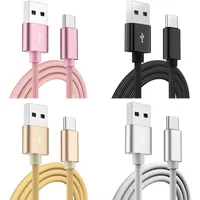 3A Kumaş Tipi C Mikro USB Kabloları 1 M 2 M 3 M Kalın Örgülü Metal Kablo Tel Samsung S8 S9 S10 S11 için Not 10 HTC