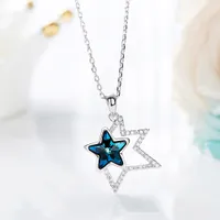 Wholesale- Kristalle von Swarovski Halsketten-Anhänger Blue Star geformten Stein Schmuck Weihnachten Valentinstag Bijoux Geschenke für Frauen