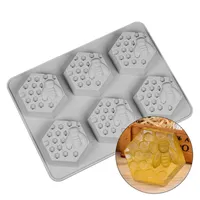 Honingraat Mold 6 Gaten Honey Bee Honeycomb Siliconen Mould DIY Handgemaakte Cakes Zeep Mold Kaars Candy Chocolate Bakvormen