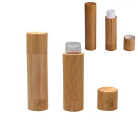 100шт 5 мл бамбук профессиональный косметический непосредственно заполняя бальзам для губ контейнер, 5 г пустой натуральный бамбук красоты помады трубки
