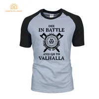Dö i strid och gå till Valhalla Viking Men T-shirts 2019 Hot Summer Märke Raglan T Shirt 100% Bomull Slim Fit Camisetas Hombre