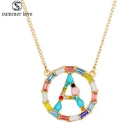 26 Collar colgante de la letra del alfabeto Inglés oro de la manera para las mujeres Chian hombre collar de DIY joyería que hace A-Z mayor-Z