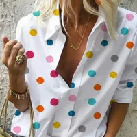 Vitiana Femmes Chemisier occasionnel Summer 2019 Femme à manches longues Dot Coloré Streetwear Womens Tops et Blouses Mesdames Plus Taille 5xl
