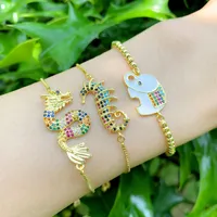 Gioielli delle donne affascinanti 18k oro giallo placcato oro colorato cz elefante drago braccialetto marino braccialetto per ragazze donne bel regalo per amico