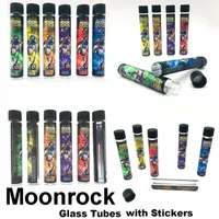Moonrock-Glasrohre vor dem Walzverpackung E-Zigarette 120 * 20mm trockene Kräuter-Blumen 250pcs / lot Pre-Roll-leere Flaschen-Container-Aufkleber Konzentrat-Paket
