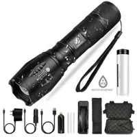LED ficklampa Ultra Light Torch V6 Camping Light 5 Switch Mode 10000 lm Zoomable Cykellampa Använd 18650 Batteri