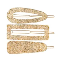 Nuovo set di forcine in metallo dorato con tre pezzi di copricapo produttore diretto di vendita diretta di clip per capelli per donna, perline e resina