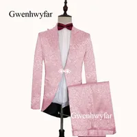 Gwenhwyfar Pink Gold Black Burgundy Mens Suits Pants 2 Piece Groom Tuxedos Slim Fit Men Wedding Prom Party Suit (Jacket+Pants)