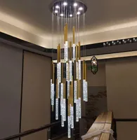 LED Kolye Işıkları İskandinav Loft Merdiven Kristal Asılı Lamba Nordic Sanat Yaratıcı Restoran Altın Uzun Hafif Avizeler