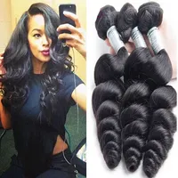 Brasilianska Virgin Hair Peruvian Weaves Malaysian Hair Buntles Loose Wave 3 Bundles Funmi Hair Bouncy Curl