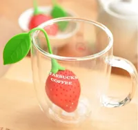 Ny Mini Tea Silicone TeaBag Tea Leaf Siler Infuser Tekanna Teacup Filterväska Strawberry Style Filter Verktyg DHL Gratis Ship