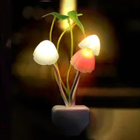 Luces del dormitorio de la hoja del loto de la lámpara de la lámpara Sensor de luz de setas Hongo luz de la noche del LED linterna mágica de colores