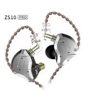 Kablolu Kulaklık KZ ZS10 Pro Metal Kulaklık 3.5mm Jack Hybrid 10 Birimler HIFI Bas Kulakiçi Kulak Monitör Kulaklıklar Spor Gürültü İptal