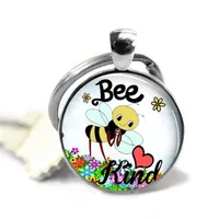 Var snäll keychain, bi nyckelring, rädda bin, blommor, hornet, honung, puns, vänner, gåva till tjej, gåva för barn, gåva till barn