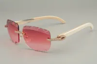 2019 neue meistverkaufte natürliche weiße horn sonnenbrille, einzigartige design diamant sunglasses 8300756-d gravierlinse größe Größe: 56-18-140mm