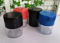 臭い防止のびんの乾燥ハーブ容器120ml 4 ozプラスチック黒気密の封印された真空瓶の澄んだ黒い赤の青いキャップ食品収納