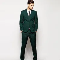 Ucuz Üç adet Yeşil Erkek Biçimsel Smokin İki Düğme Çentikli Yaka Nedensel Giyim Groommen Düğün Suits Setleri