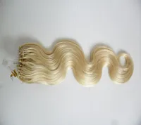 100g Micro Ring Haarverlängerungen Blonde Farbe Body Wave Micro Perlen Remy Human Hair Extensions Micro Loop Haarverlängerungen 1g / s 100g
